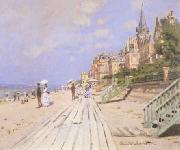 Claude Monet Beach at Trouville painting